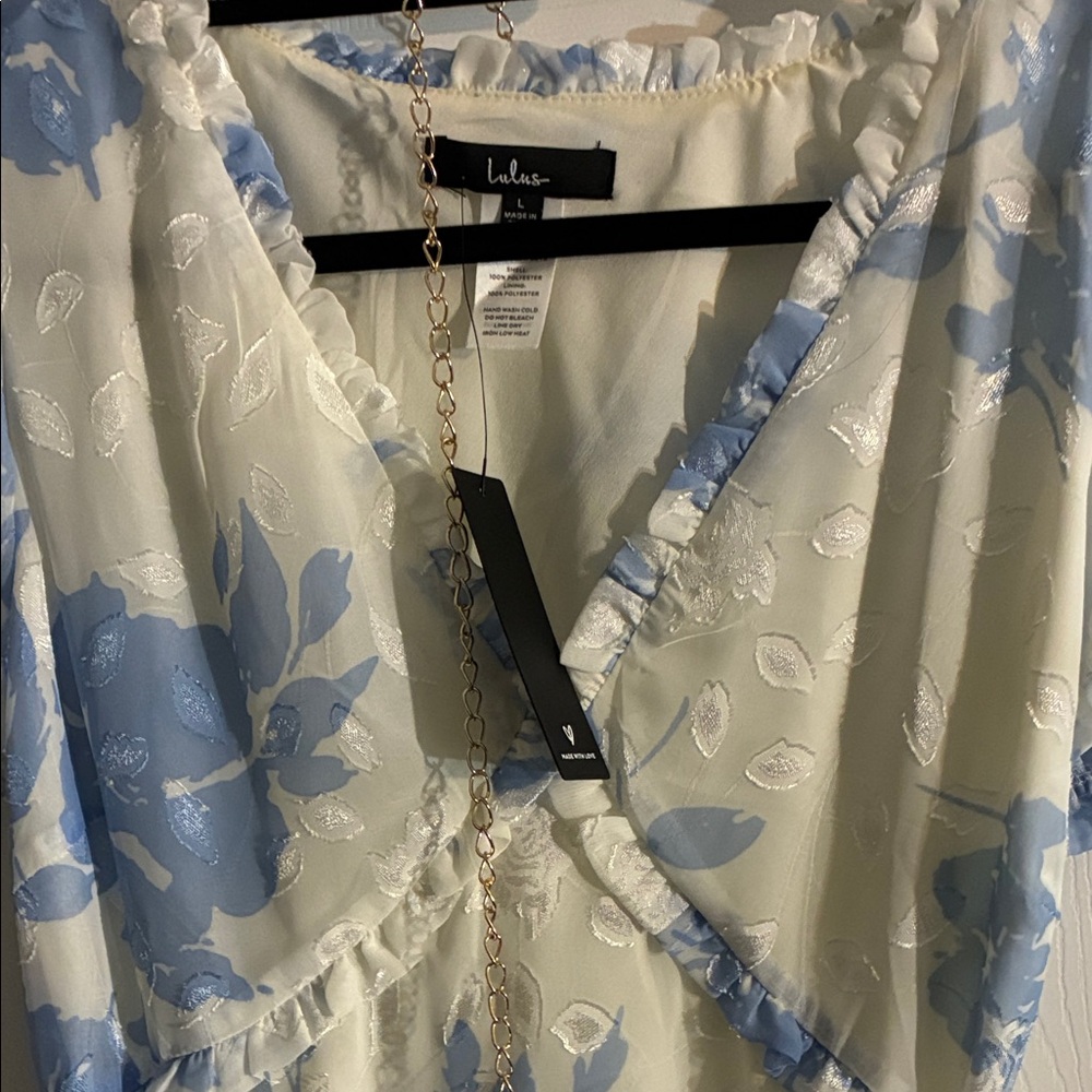 Lulu's Blue and White Floral High Low Dress